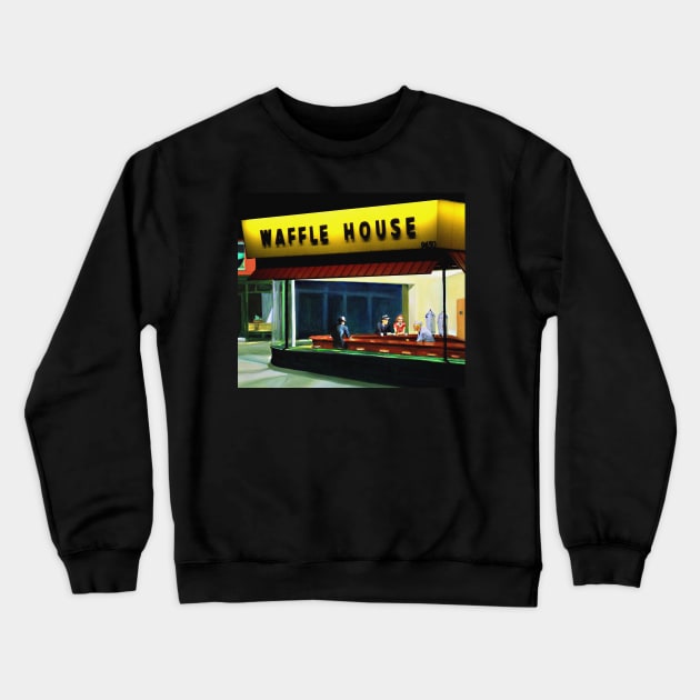 Waffle House Nighthawks Crewneck Sweatshirt by Jan Lewin Art Store